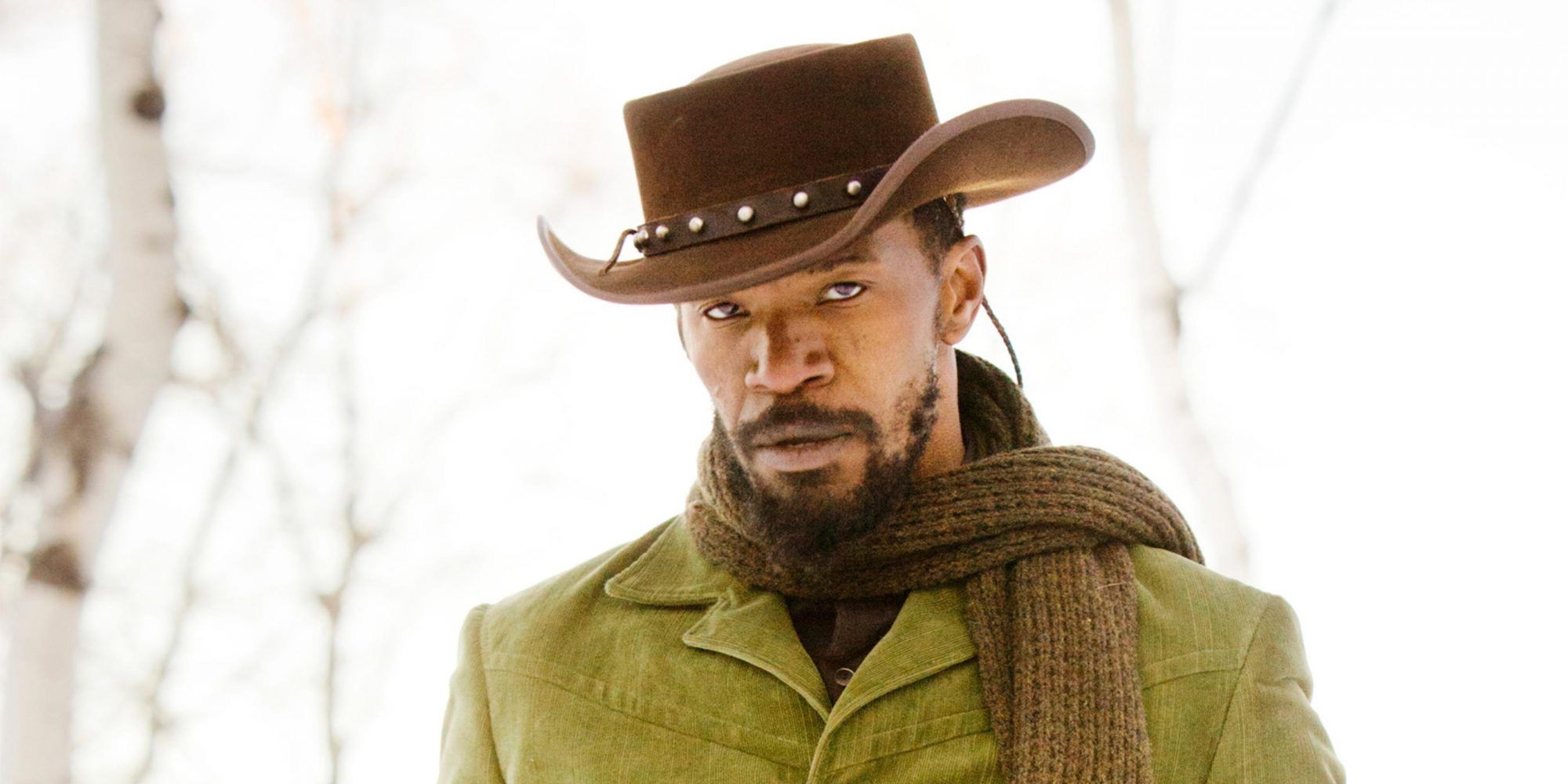 Django looking seriously at the camera in Django Unchained