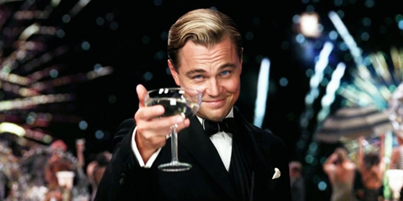 The Great Gatsby, Champagne Pose, Leo DiCaprio, Tuxedo, A Toast, Fireworks