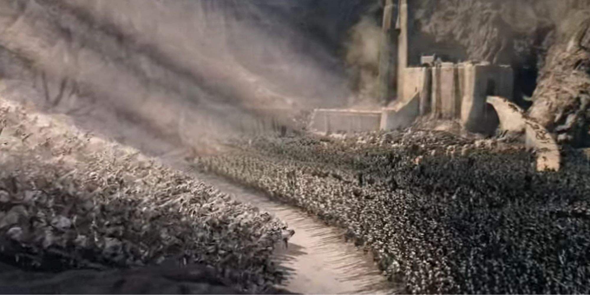 Gandalf's reinforcements arrive and flank the orcs from behind
