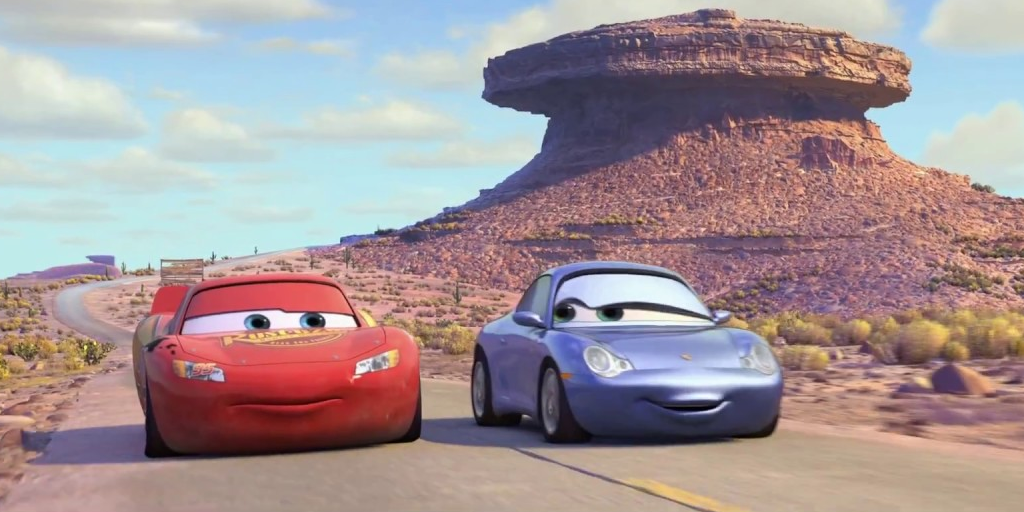 Lightning McQueen and Sally in Cars