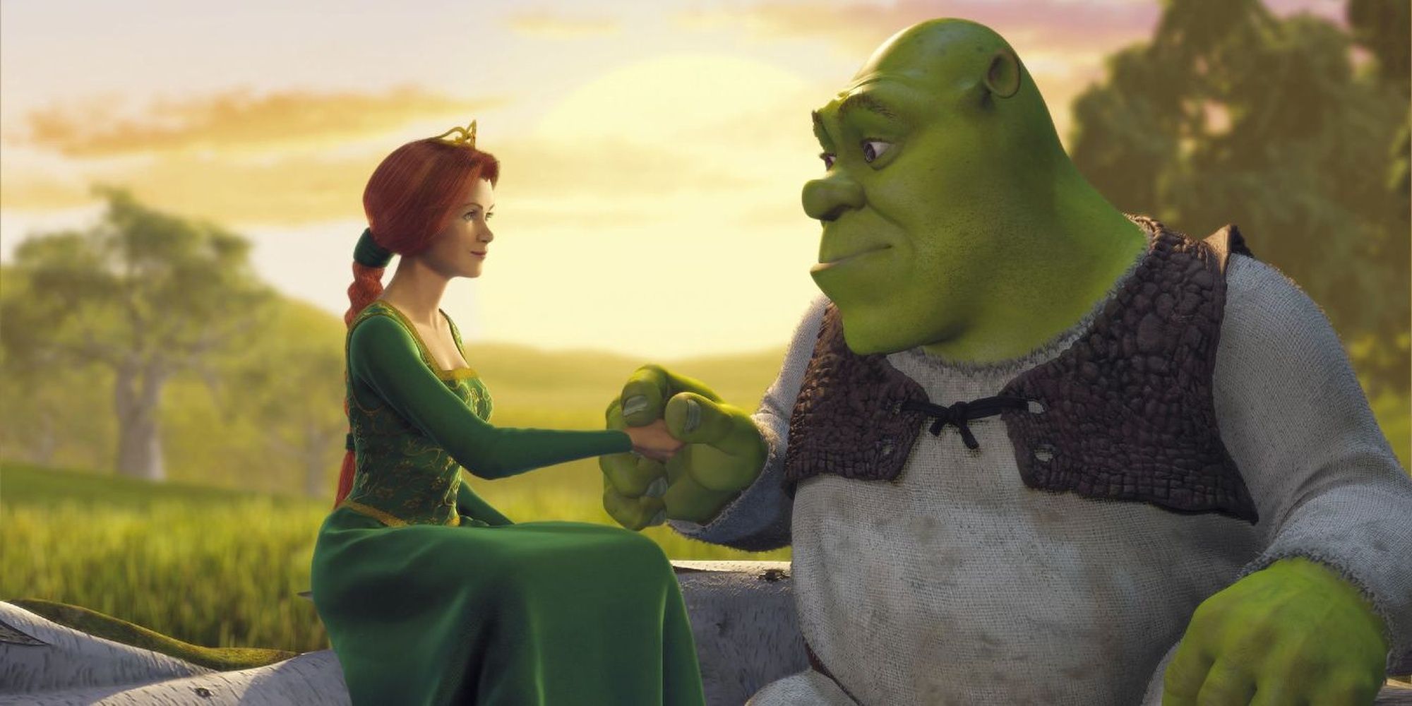Shrek e Fiona no primeiro filme de Shrek