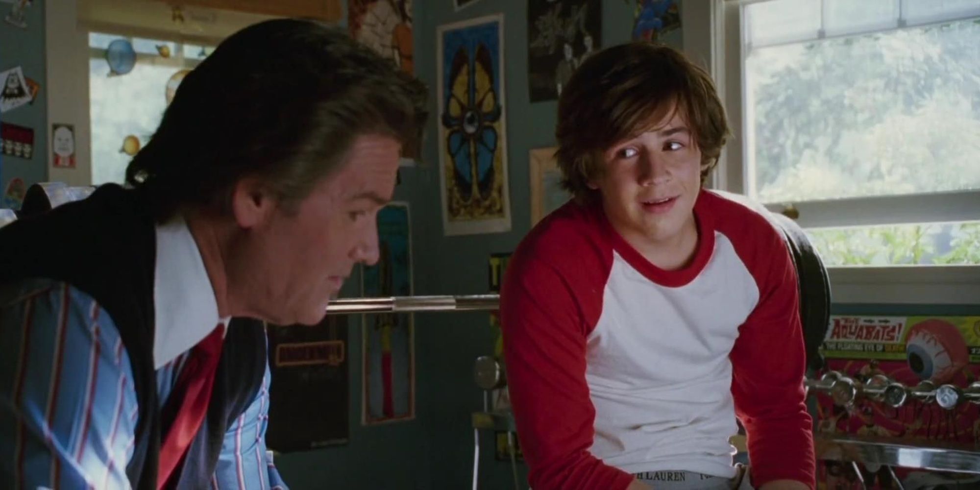 Will Stronghold (Michael Angarano) talking with his dad (Kurt Russell).