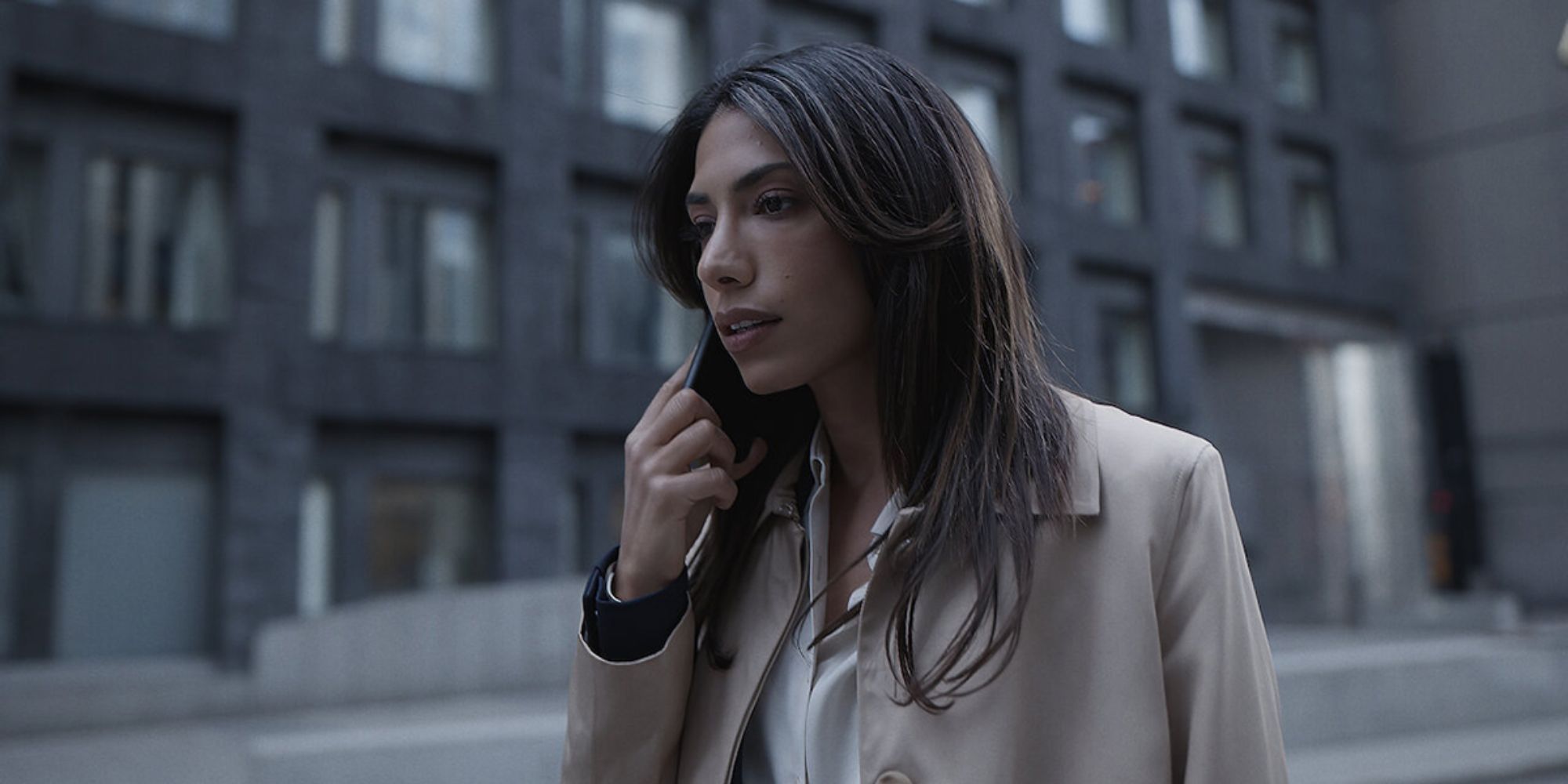 A woman talking on the phone on the street
