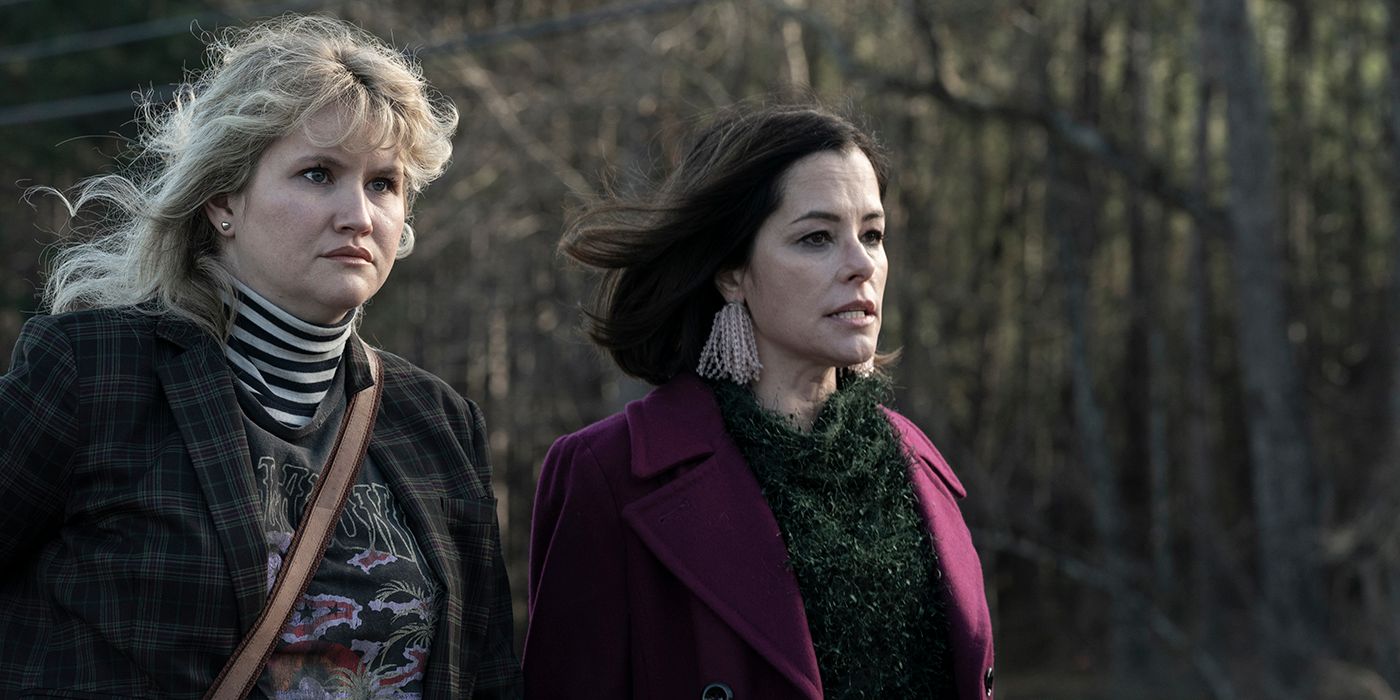 Parker Posey and Jillian Bell in a forest in Tales of the Walking Dead