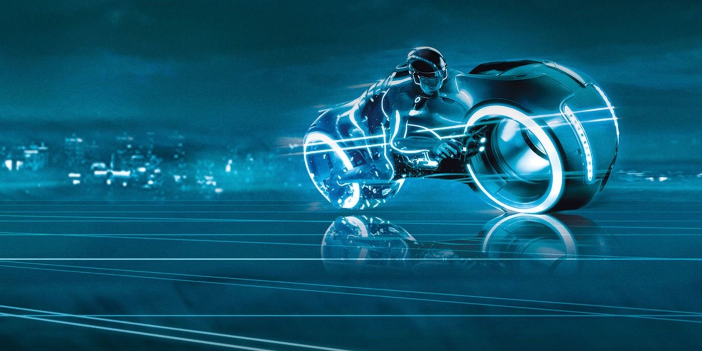 Still image of futuristic bike in Tron: Legacy