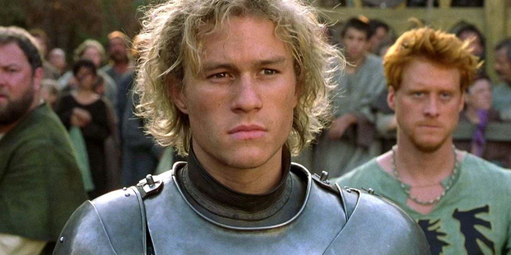 Heath Ledger in a knight's armor in a knight's tale.