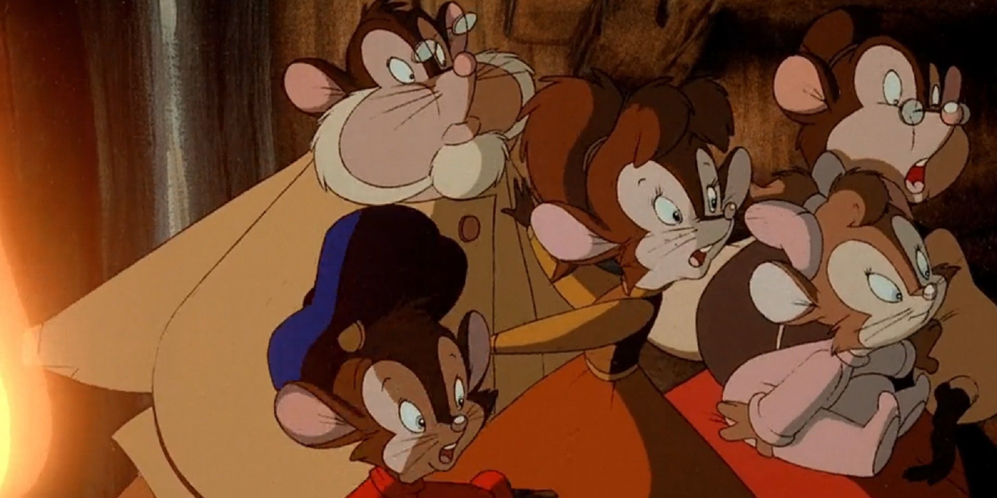 Fievel and his family on the train in An American Tail: Fievel Goes West.