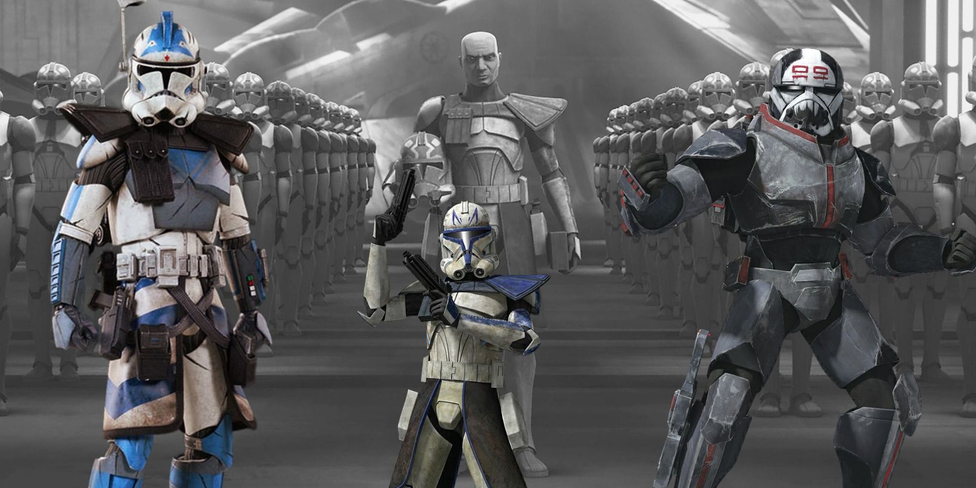 Collage with Fives, Rex, and Wrecker from Star Wars - The Clone Wars
