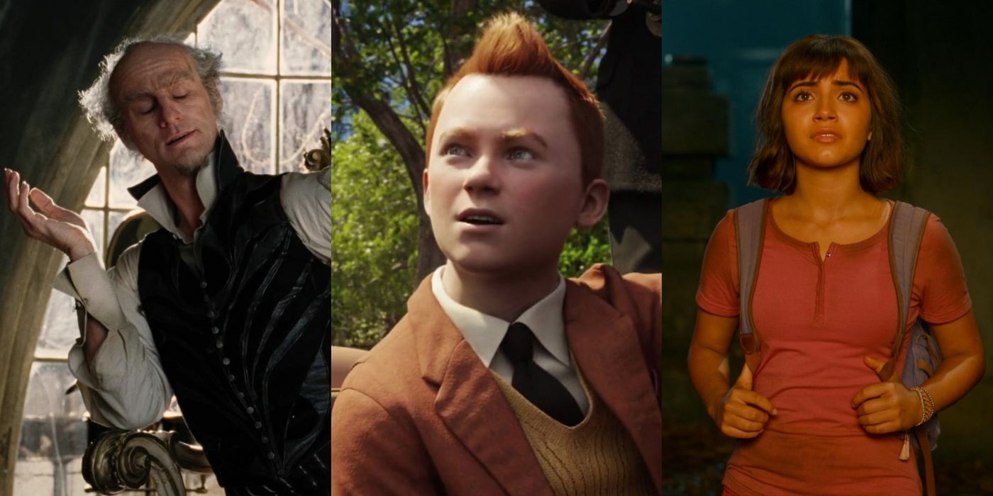 Jim Carrey in 'A Series of Unfortunate Events' Jaime Bell voicing Tintin in 'The Adventures of Tintin' and Isabela Merced in 'Dora and the Lost City of Gold'