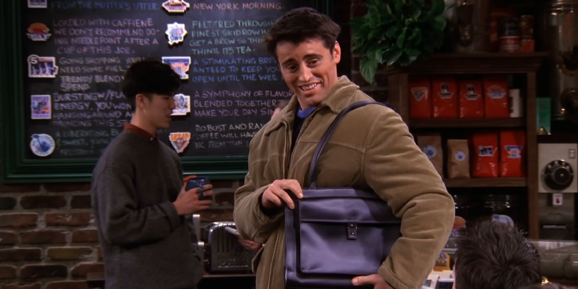 Joey showing off a bag