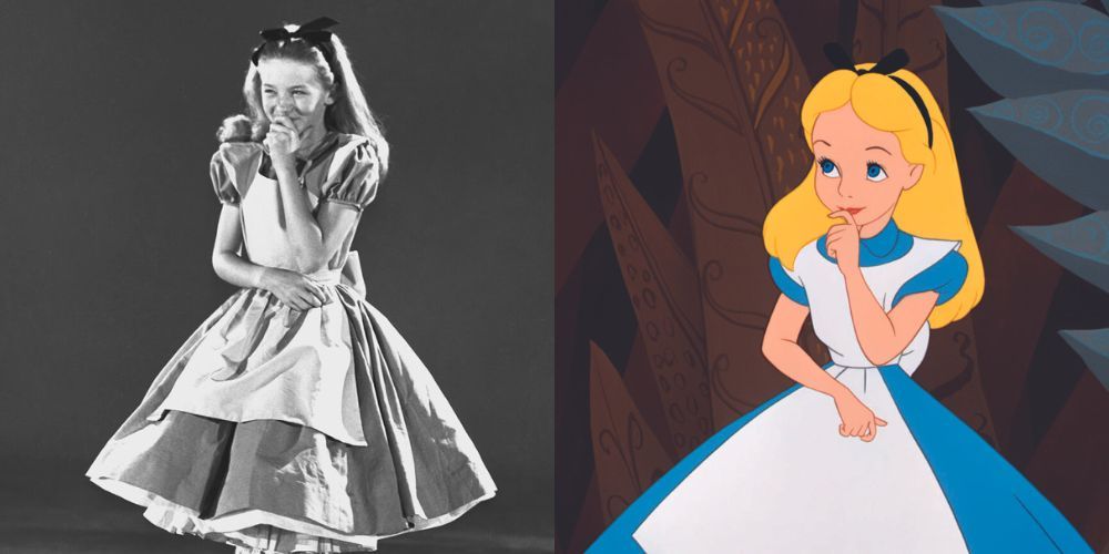 Kathryn Beaumont and her character Alice from Alice in Wonderland