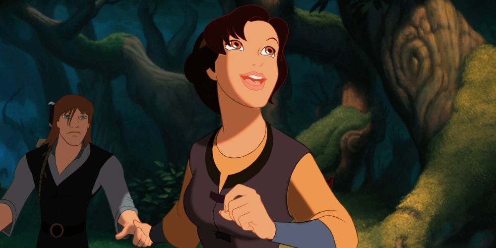 Kayley and Garrett moving through the Forbidden Forest in Quest For Camelot