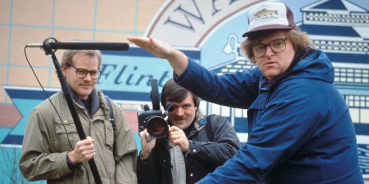 Roger & Me, Michael Moore, Pointing Camera, Boom Microphone