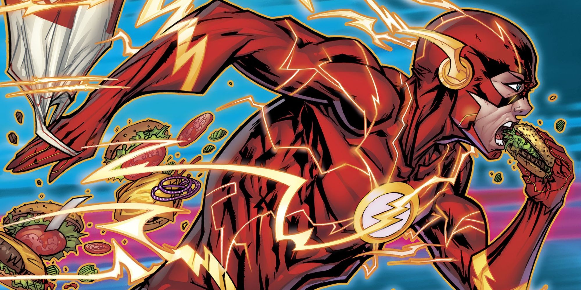 The Flash eating