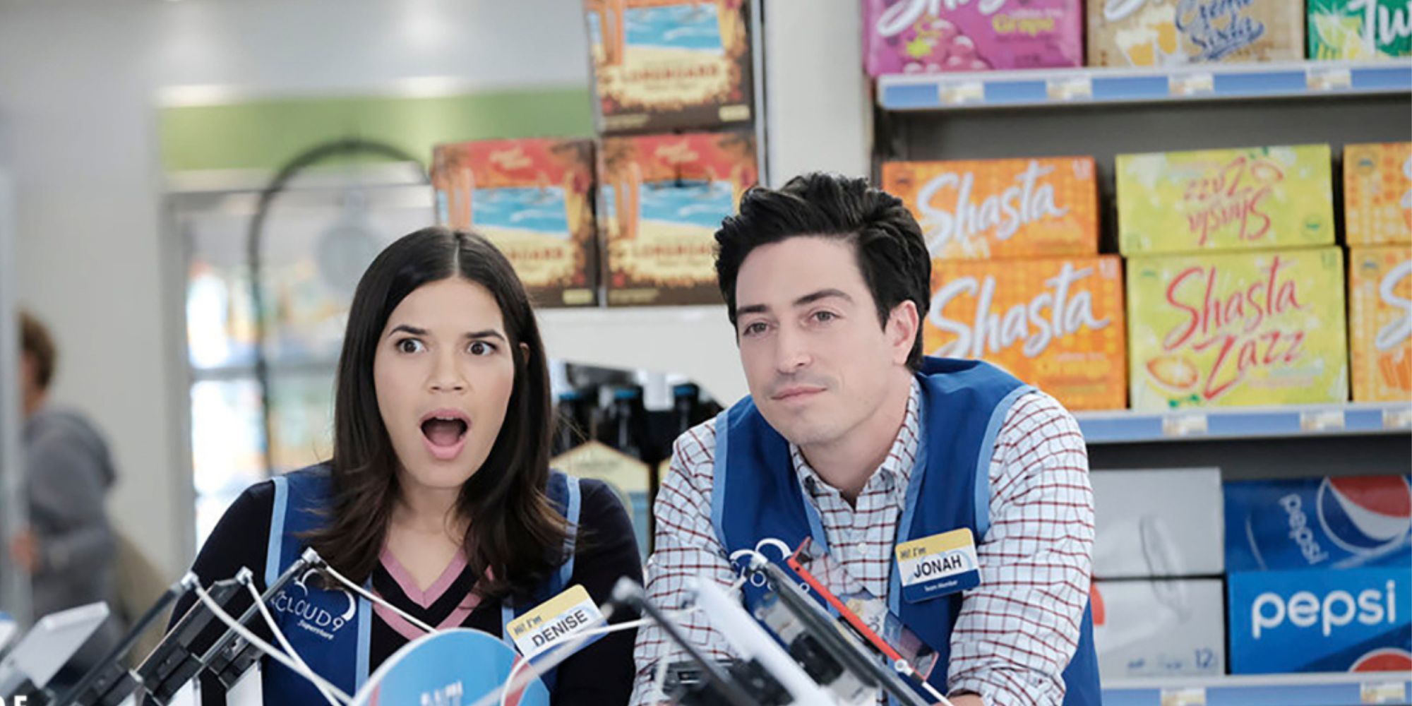 Amy and Jonah from Superstore talking