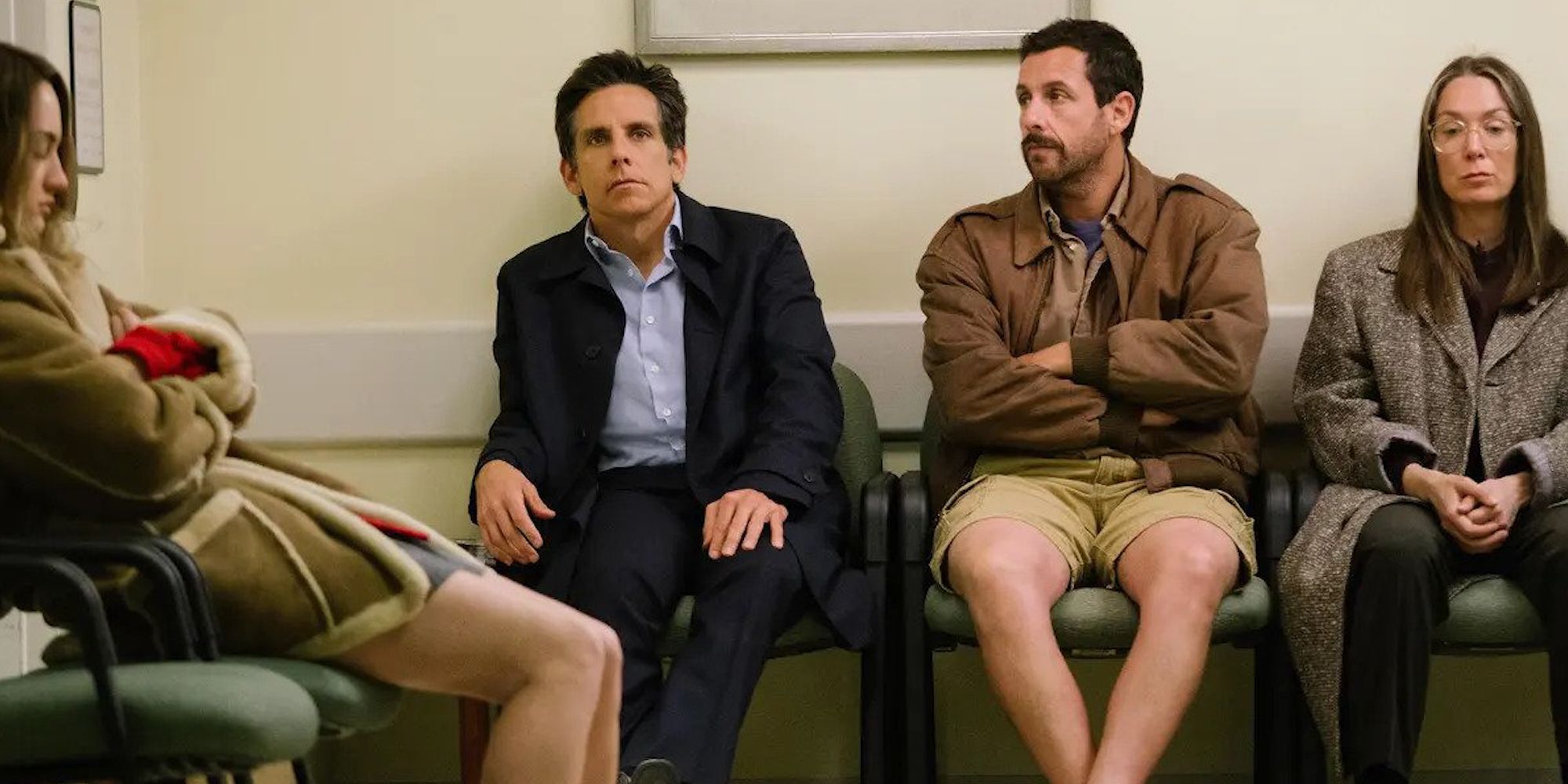 Adam Sandler Ben Stiller Elizabeth Marvel and Grace Van Patten in The Meyerowitz Stories