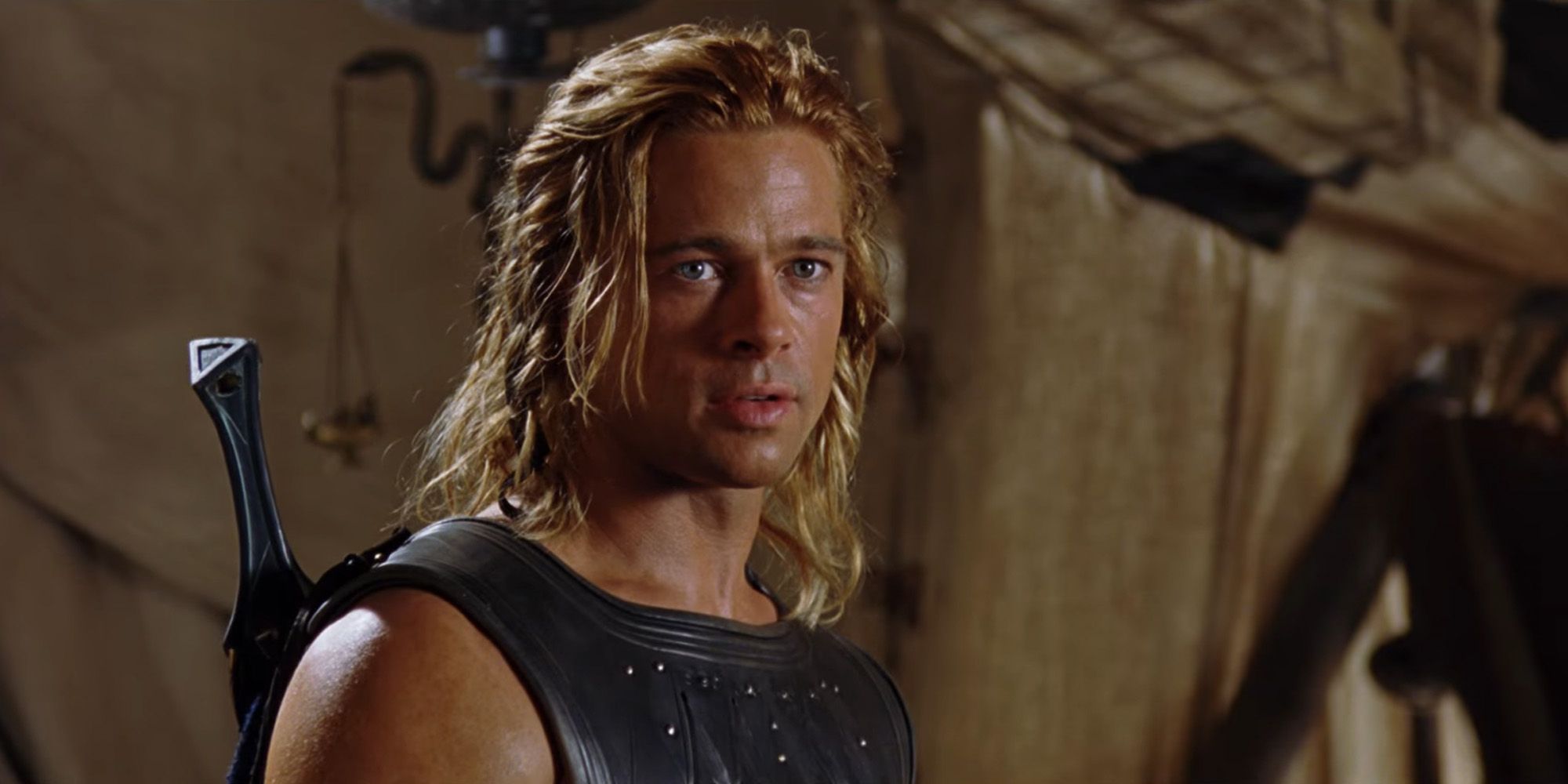 Achilles looking intently inside his tent in Troy (2004)