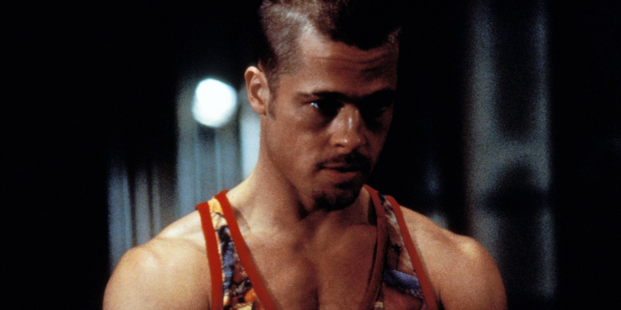 Tyler Durden in a tank top at the end of Fight Club.