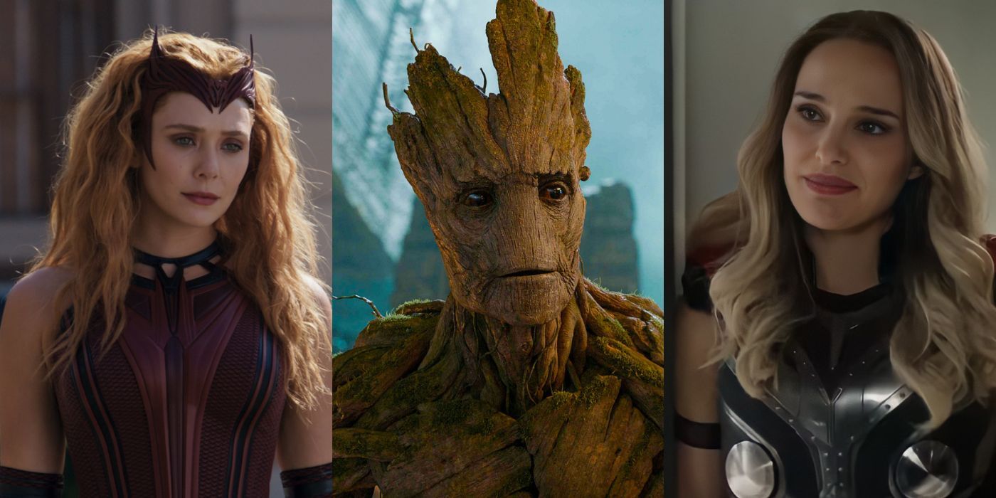 Elizabeth Olsen in 'WandaVision,' Groot in 'Guardians of the Galaxy' and Natalie Portman in 'Thor: Love and Thunder'