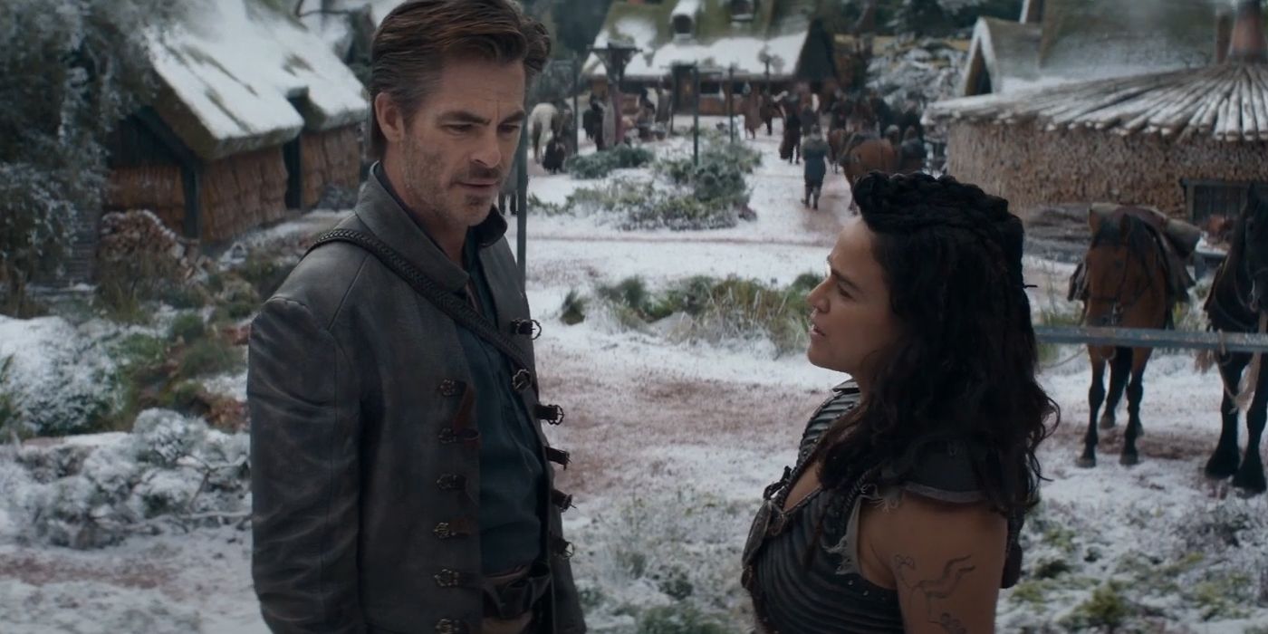 Chris Pine as Edgin and Michelle Rodriguez as Holga in Dungeons and Dragons: Honor Among Thieves