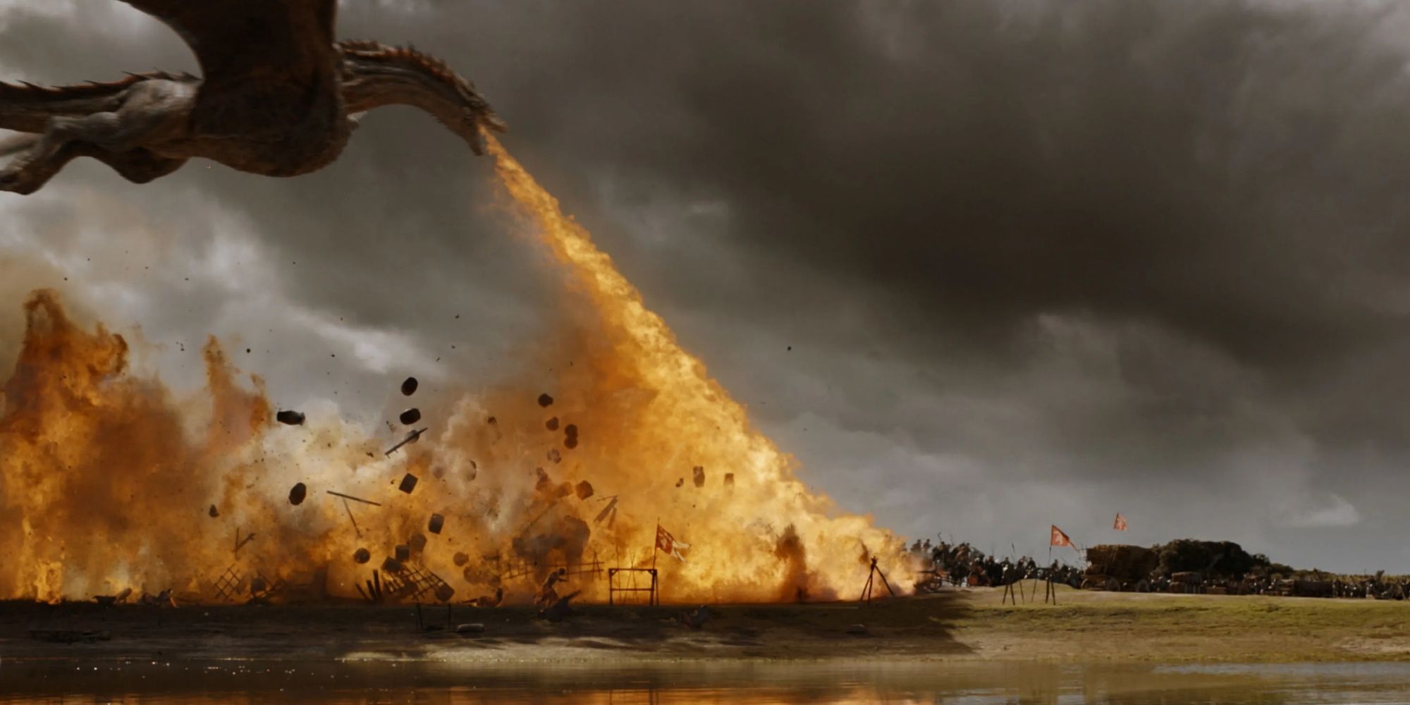 A dragon breathing fire in season 7 of 'Game of Thrones'