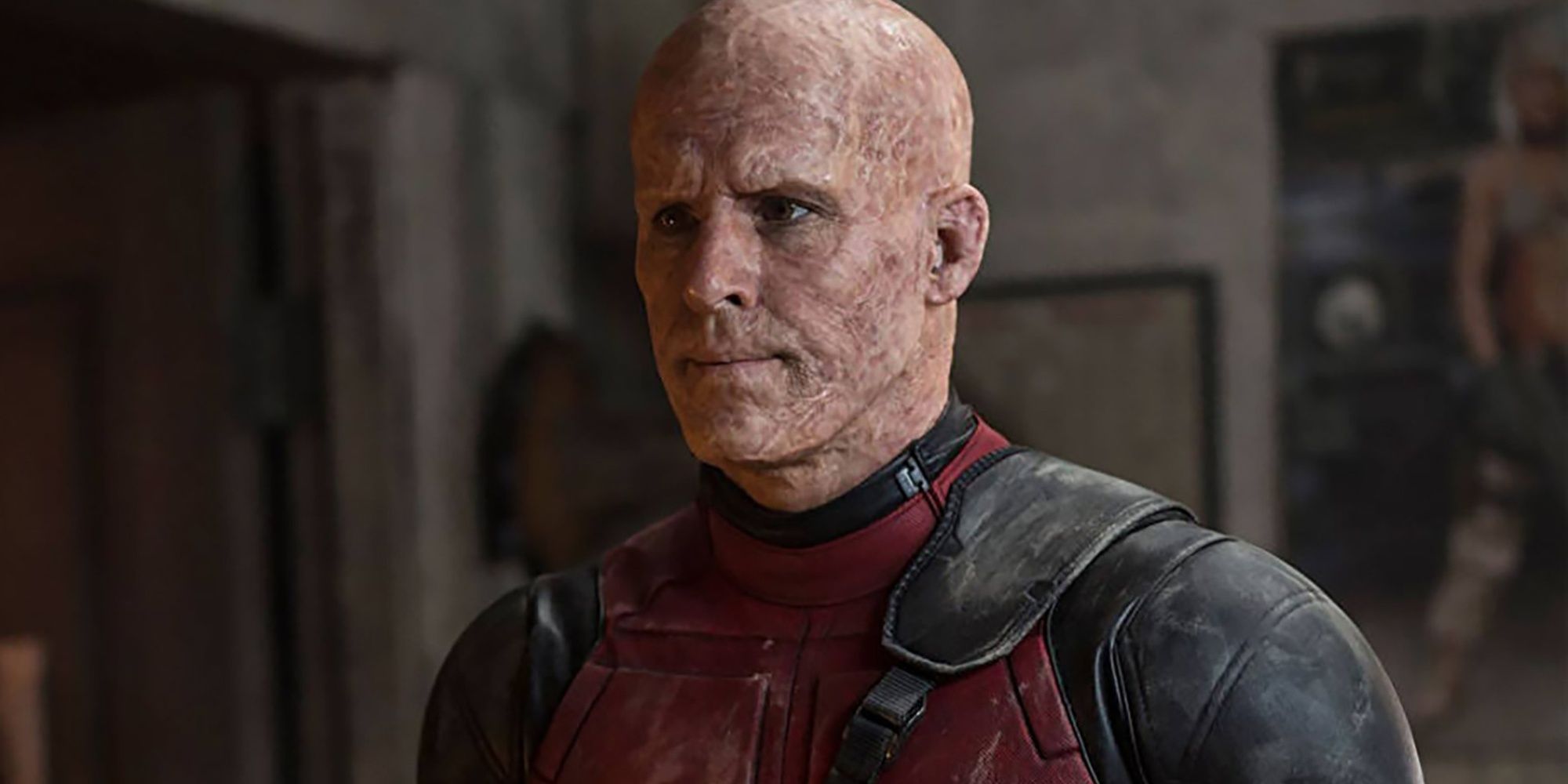 Ryan Reynolds as Deadpool without his mask on.