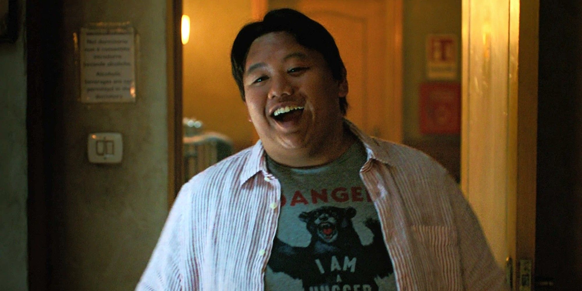 Jacob Batalon smiling as Ned Leeds in Spider-Man