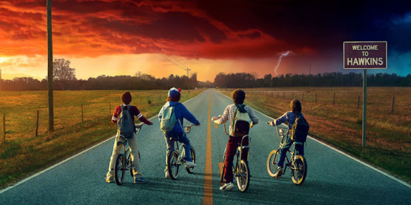Stranger Things: Mike, Will, Dustin, and Luca on bikes