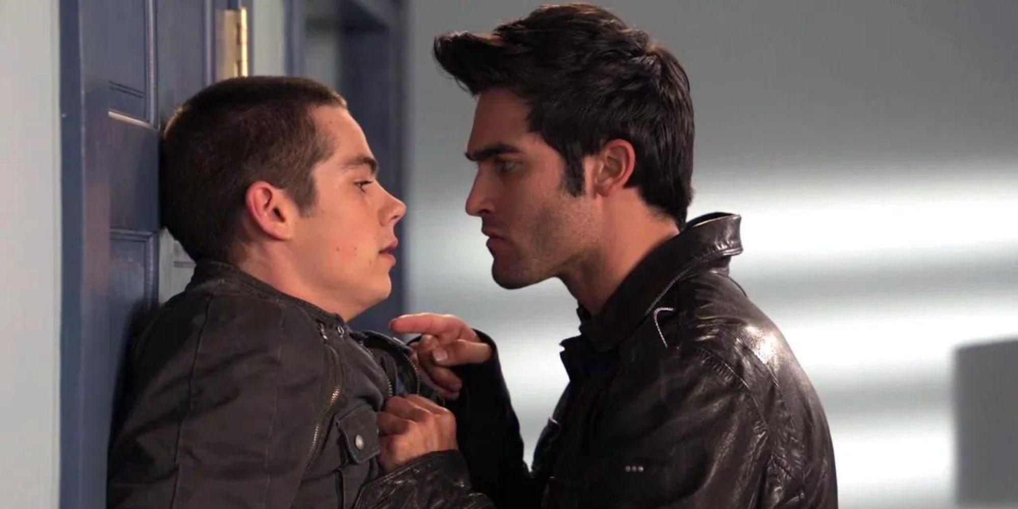 Derek and Stiles confront each other in Teen Wolf.