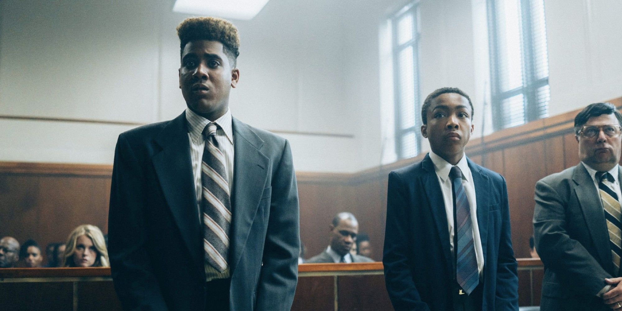 Jharrel Jerome as Korey Wise and Asante Blackk as Kevin Richardson in When They See Us