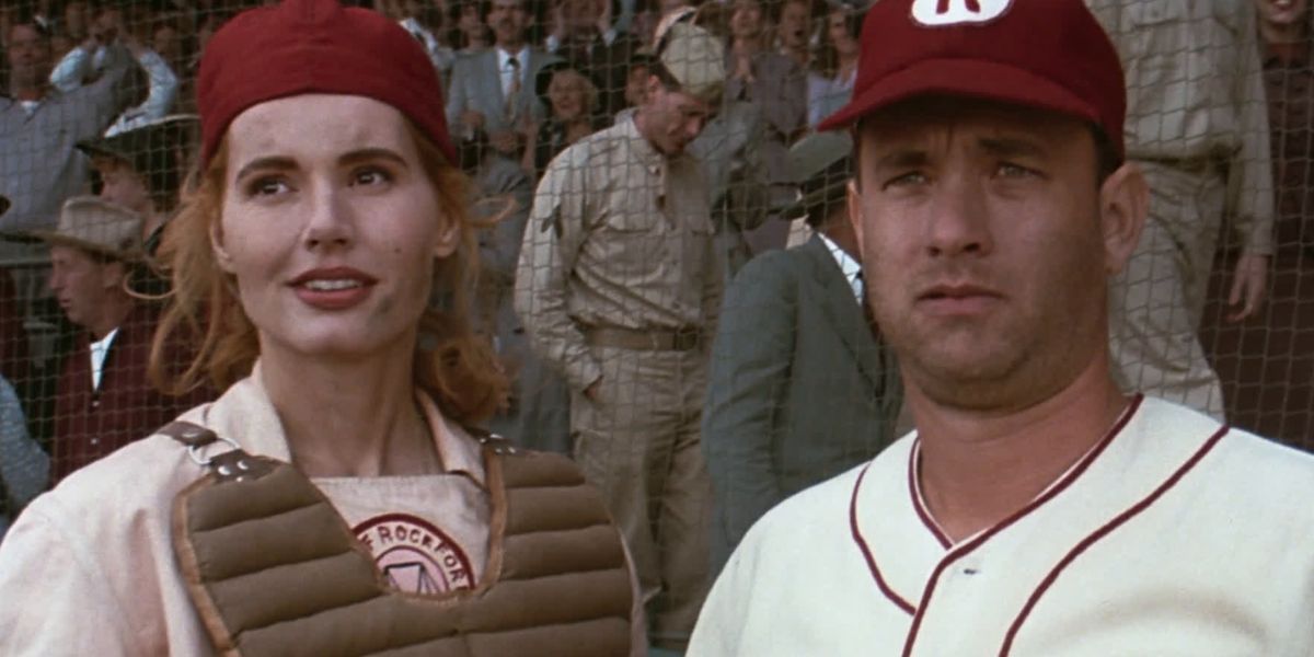 Geena Davis and Tom Hanks in 'A League of Their Own' (1992).