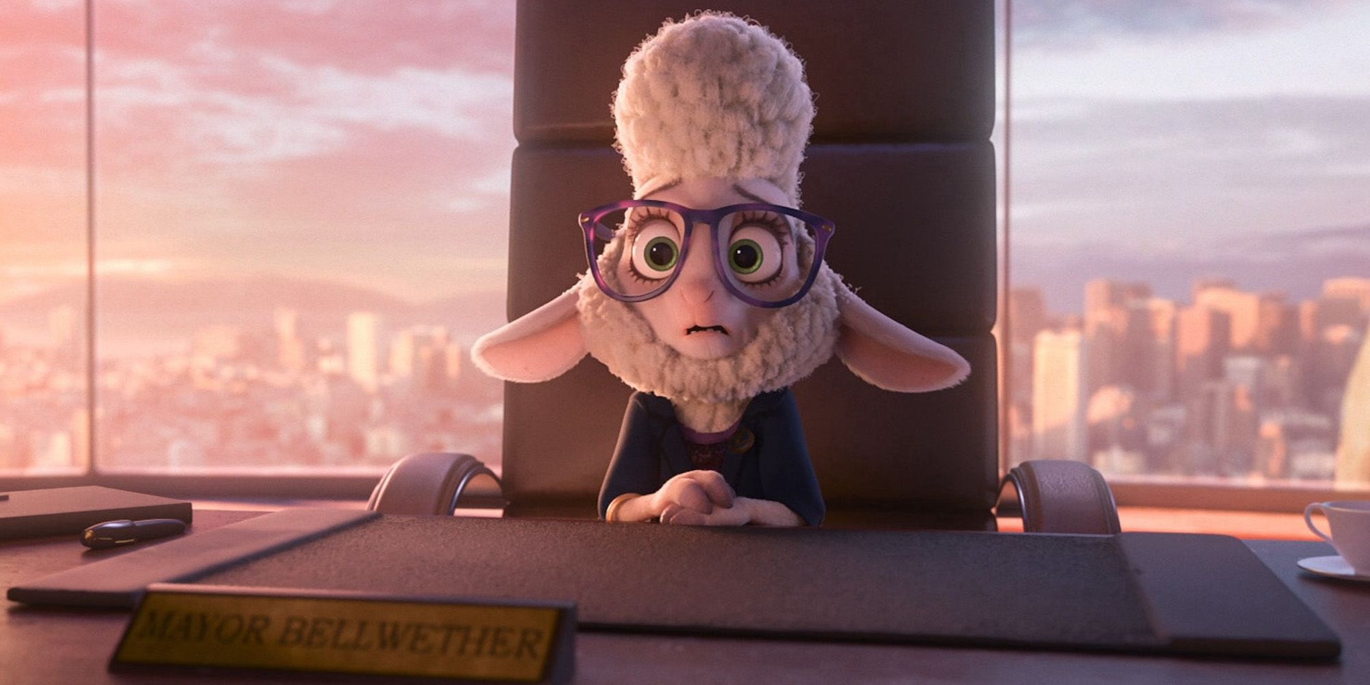 Assistant Mayor Bellwether looking confused in Zootopia