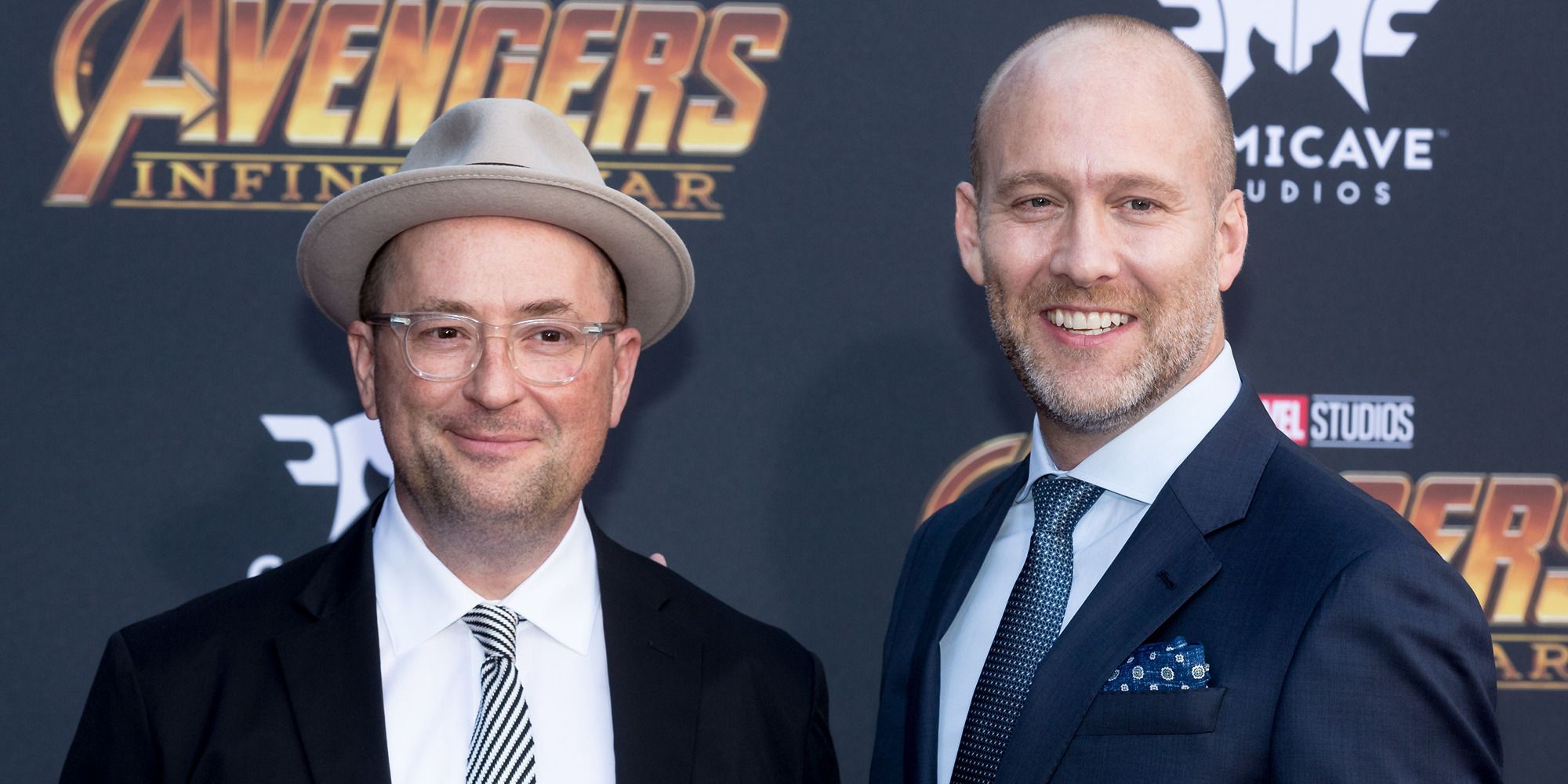 Christopher Markus and Stephen McFeely at the premiere of Avengers: Infinity War