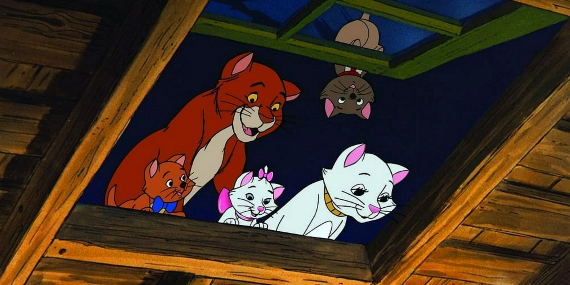 The cats looking through a window in The Aristocats
