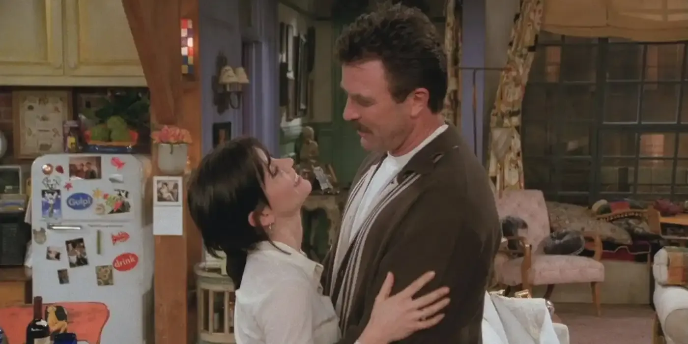 Courteney Cox and Tom Selleck on Friends.