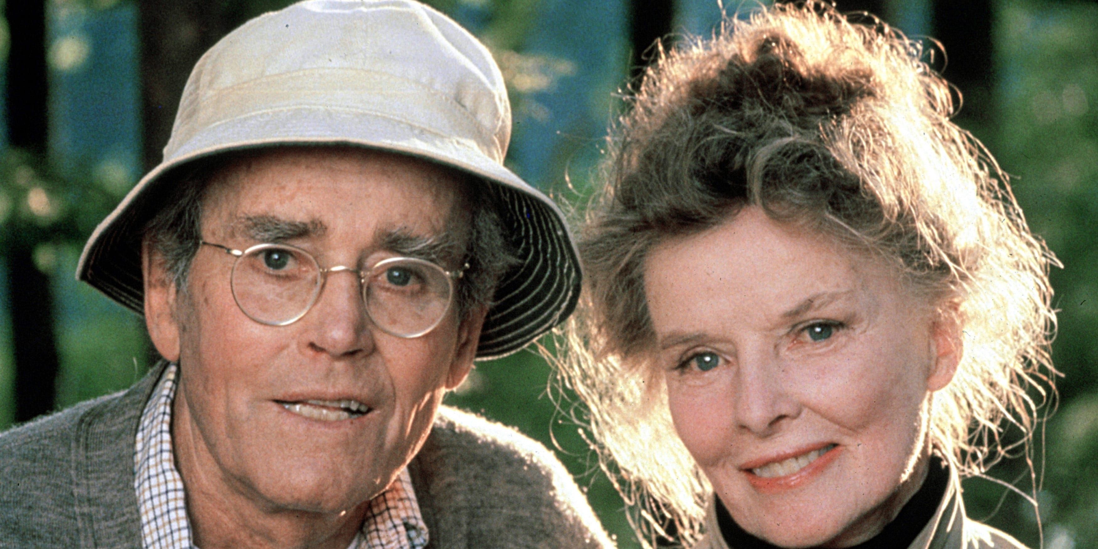 Norman and Ethel smiling for the camera in the film On Golden Pond
