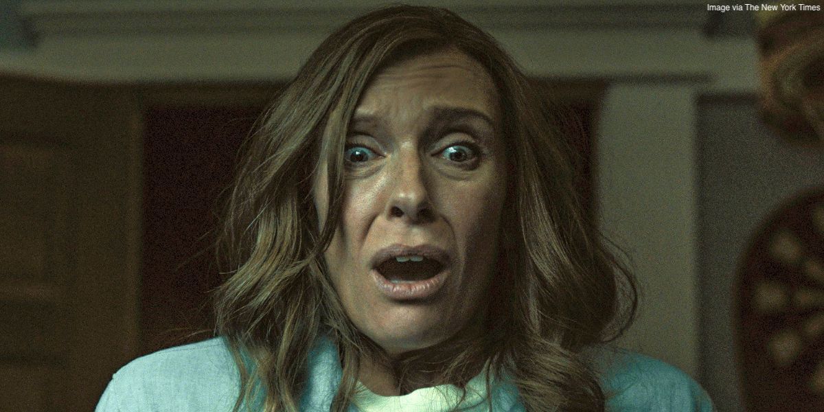 Toni Collette as Annie Graham looking distressed in 'Hereditary'