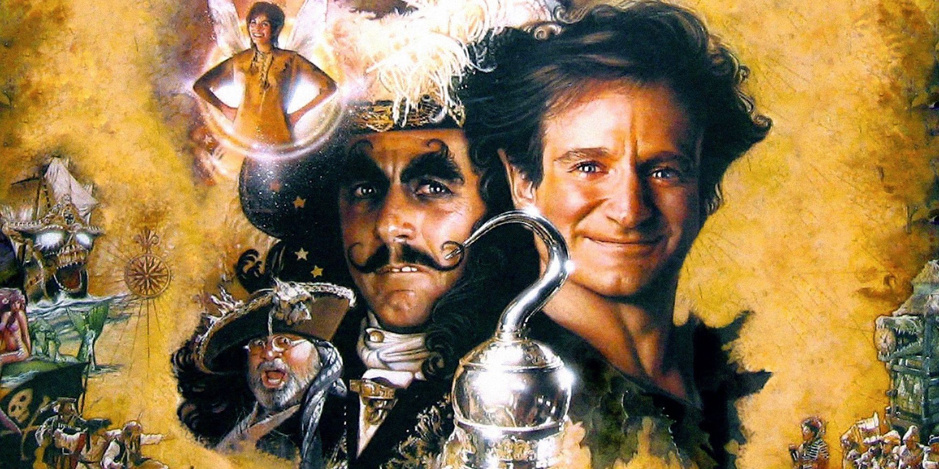 Dustin Hoffman and Bruce Willis as Hook and Peter Pan in a poster for Hook.