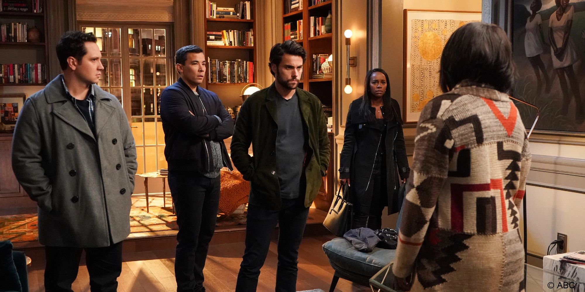 How-to-Get-Away-With-Murder_Matt-Oliver-Jack-and-Aja-stand-facing-Annalise-in-an-office-1