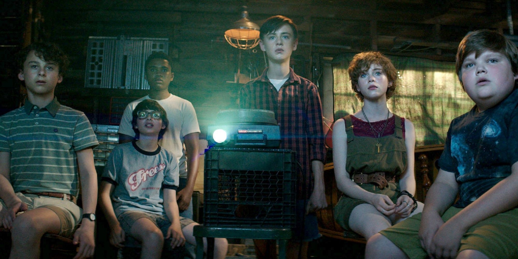 Losers Club watching the movie in the basement of 'It'.