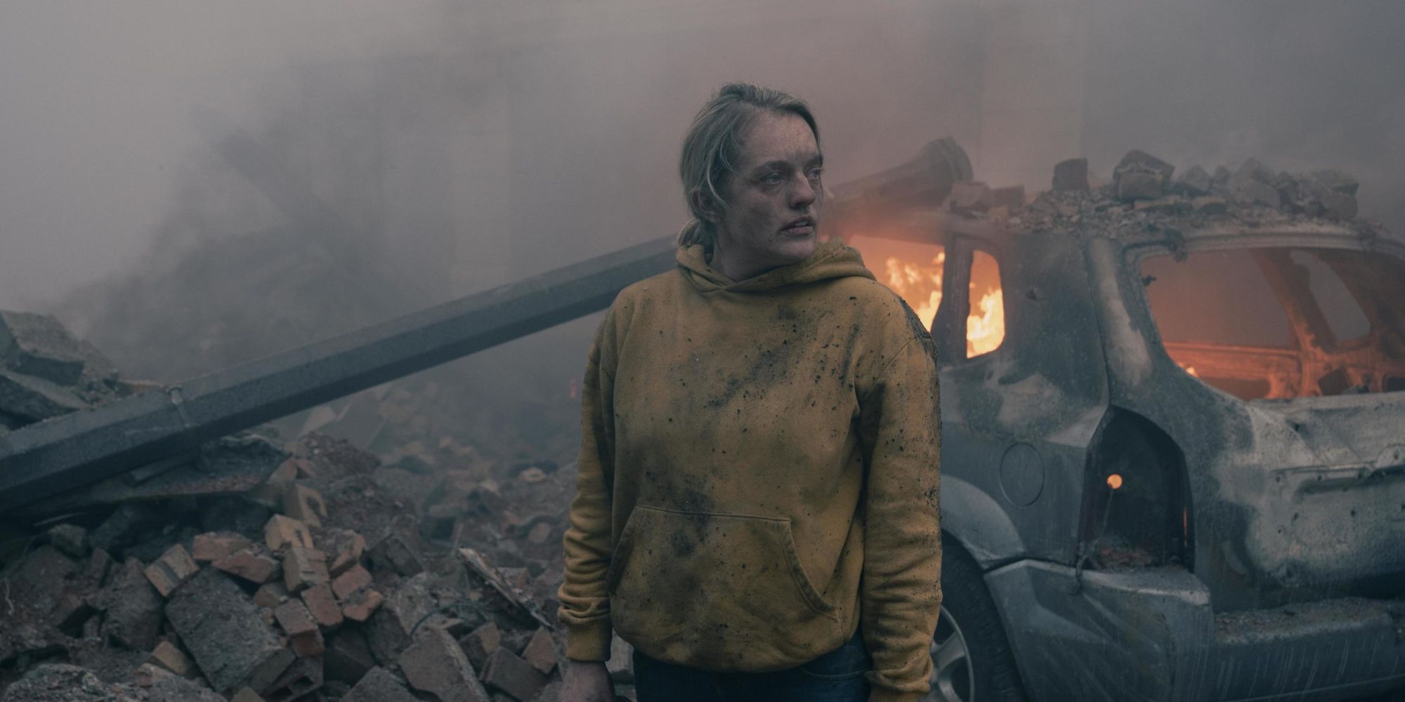 June standing in a wreck