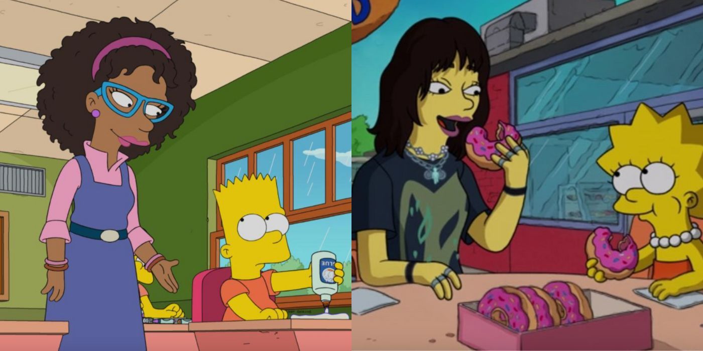 Kerry Washington, Nancy Cartwright, Billie Eilish and Yeardley Smith in 'The Simpsons'