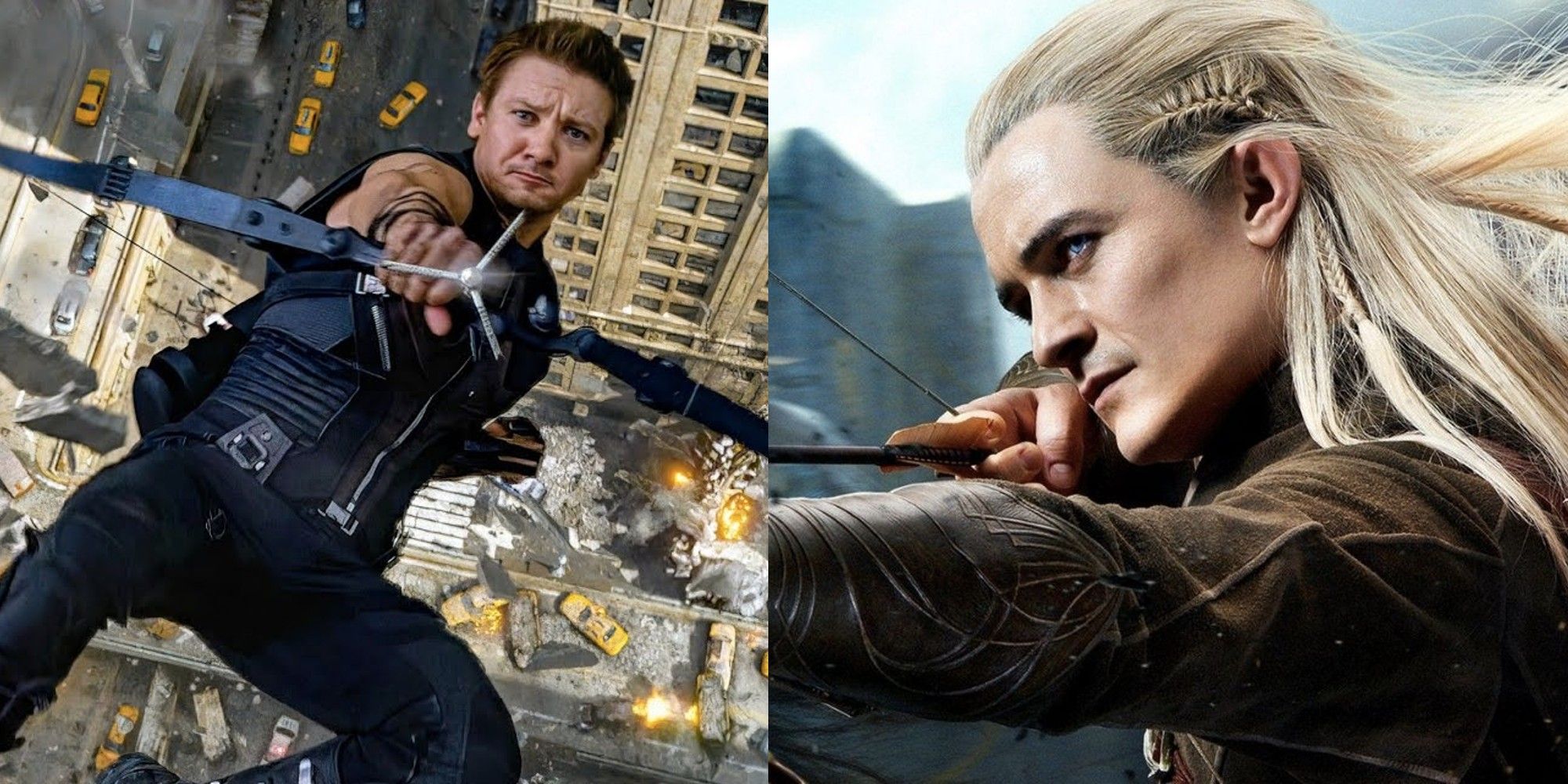 Left to right: Clint Barton in Avengers and Legolas in Lord of the Rings