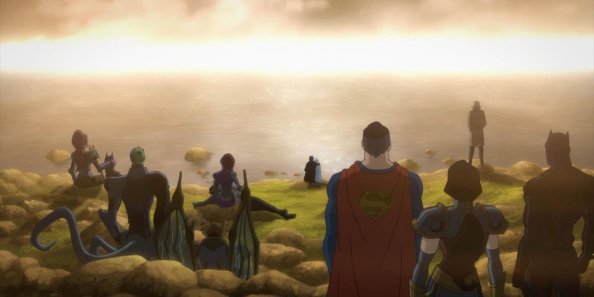 The survivors of the Apokolips War staring out at the horizon.