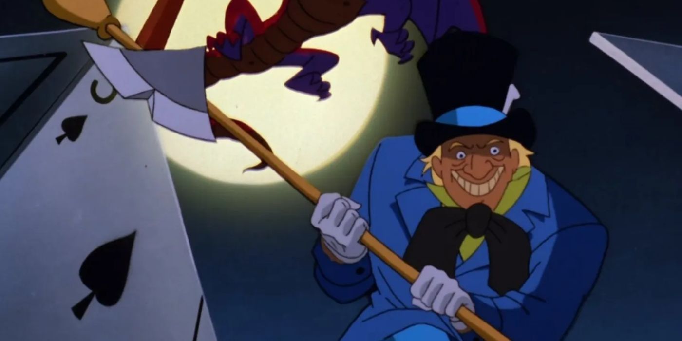 Mad Hatter From Batman Surrounded By Alice in Wonderland Imagery