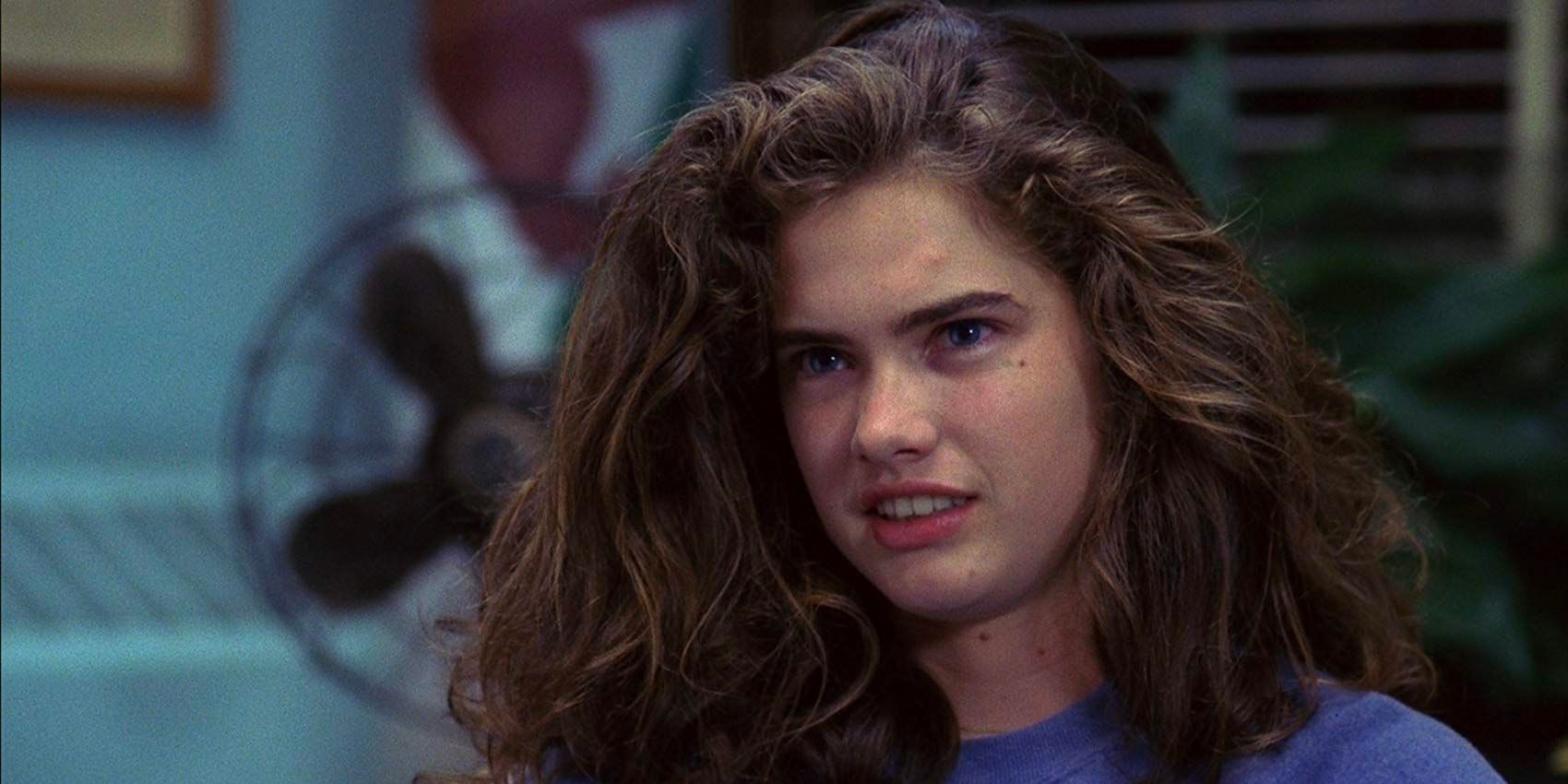 Heather Langenkamp as Nancy Thompson, looking confused in A Nightmare on Elm Street