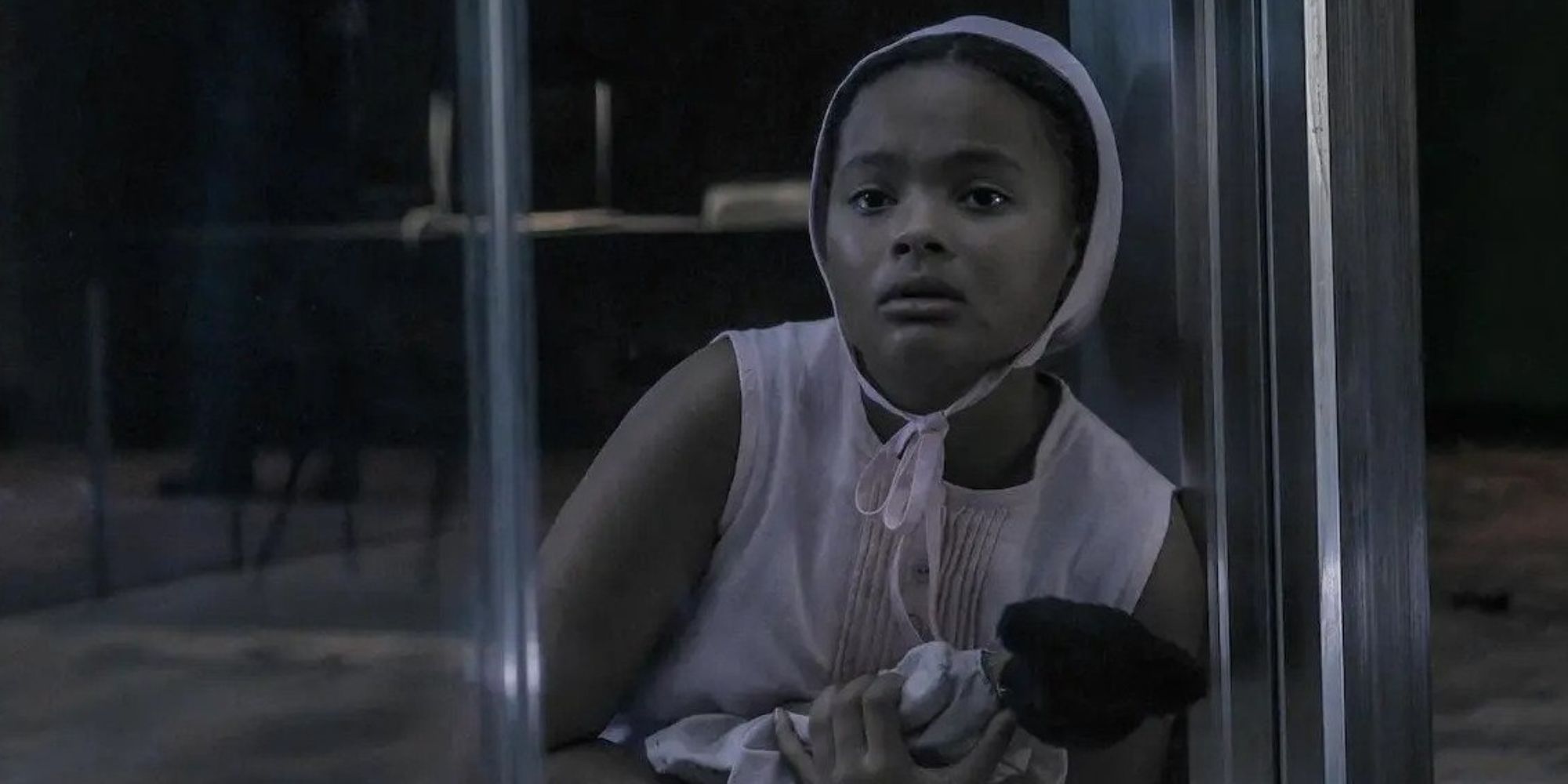 Hannah, now known as Agnes, in her pink uniform