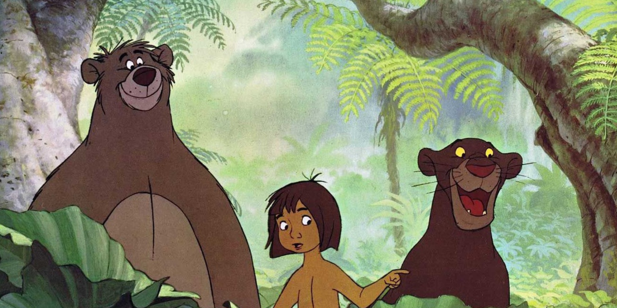 Baloo, Mowgli et Bagheera dans Le Livre de la Jungle