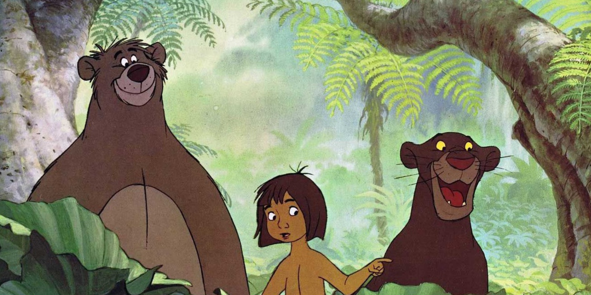 Baloo, Mowgli, and Bagheera in The Jungle Book