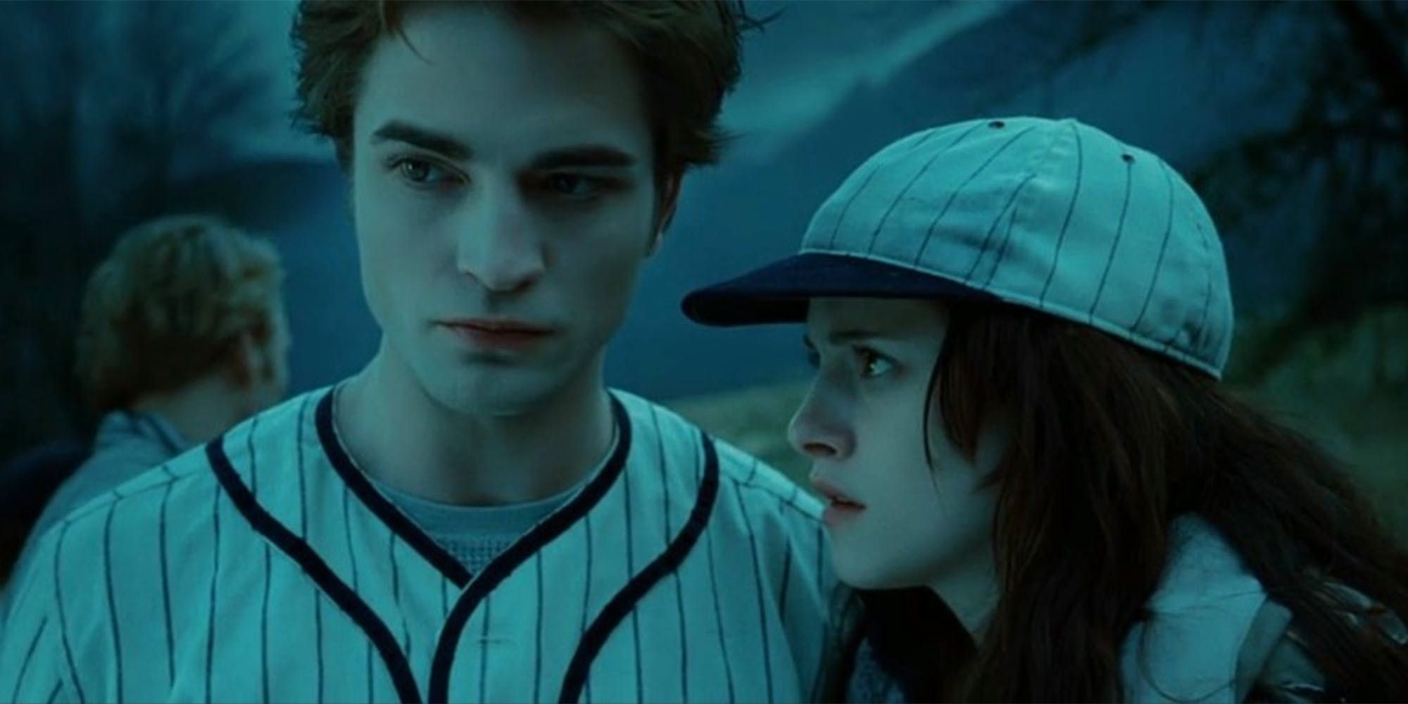 Bella and Edward playing "vampire" baseball with Edward's family in Twilight.